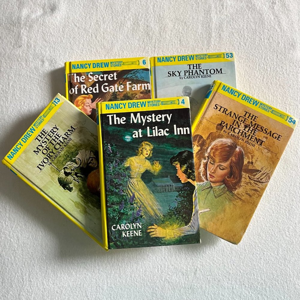 Five (5) Nancy Drew Books:  #4, #6, #13, #53, #54  **Like New**
